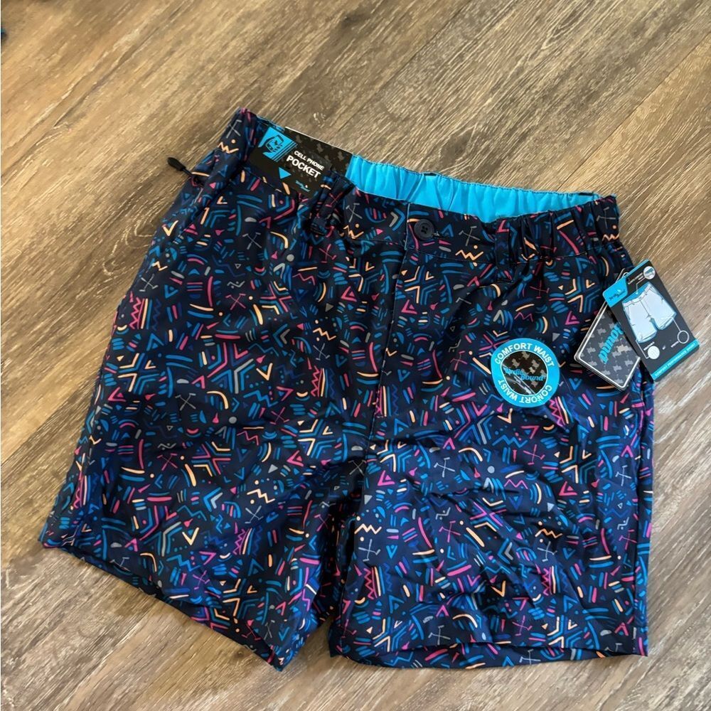 Birdie Bound Retro Geometric Performance Shorts/  Swim Shorts sz Small